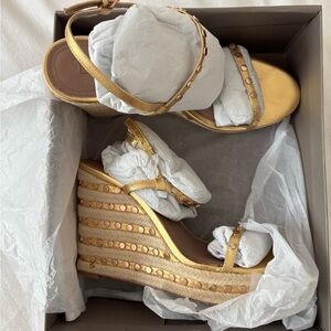 Gold Wedge Sandals - BCBG Maxaria